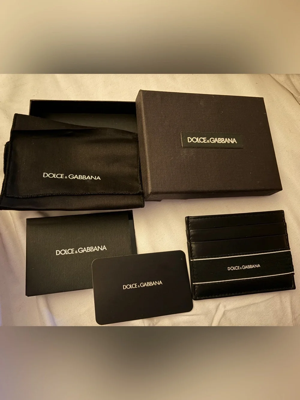 Dolce & Gabbana Black Leather Slim Card Holder with Logo